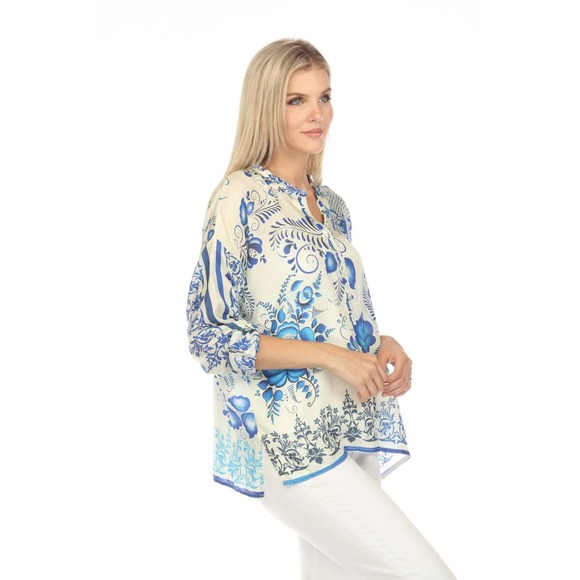 New Johnny‎ Was Farrow Seline Silk Blouse Small C19623-2 - Picture 5 of 11